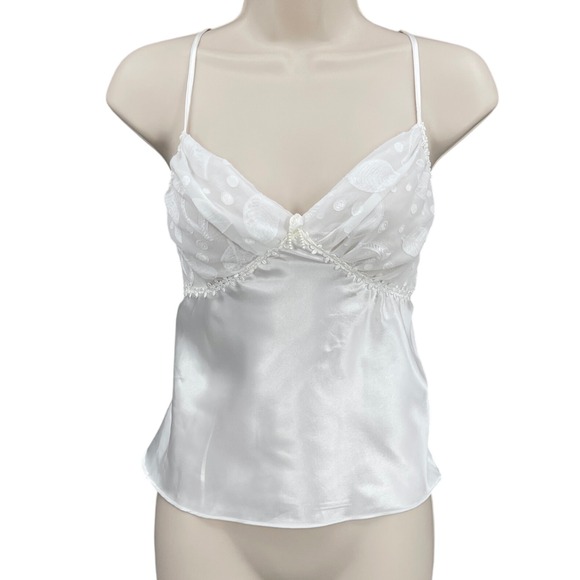 Y2K‎ Cami Tank Lingerie Feminine Angel Fairy Lace Romantic Sheer White Size M - Picture 1 of 15
